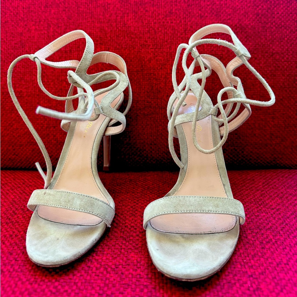 Gianvito Rossi lace up suede heels